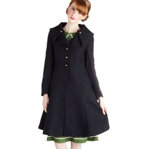 Navy Brass Button Peacoat Modcloth Coat L-XL NWOT
